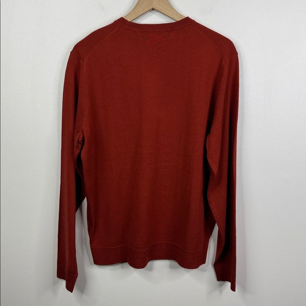 Murano Men's L Crew Neck Sweater Burnt Orange Modern Performance Textured Knit